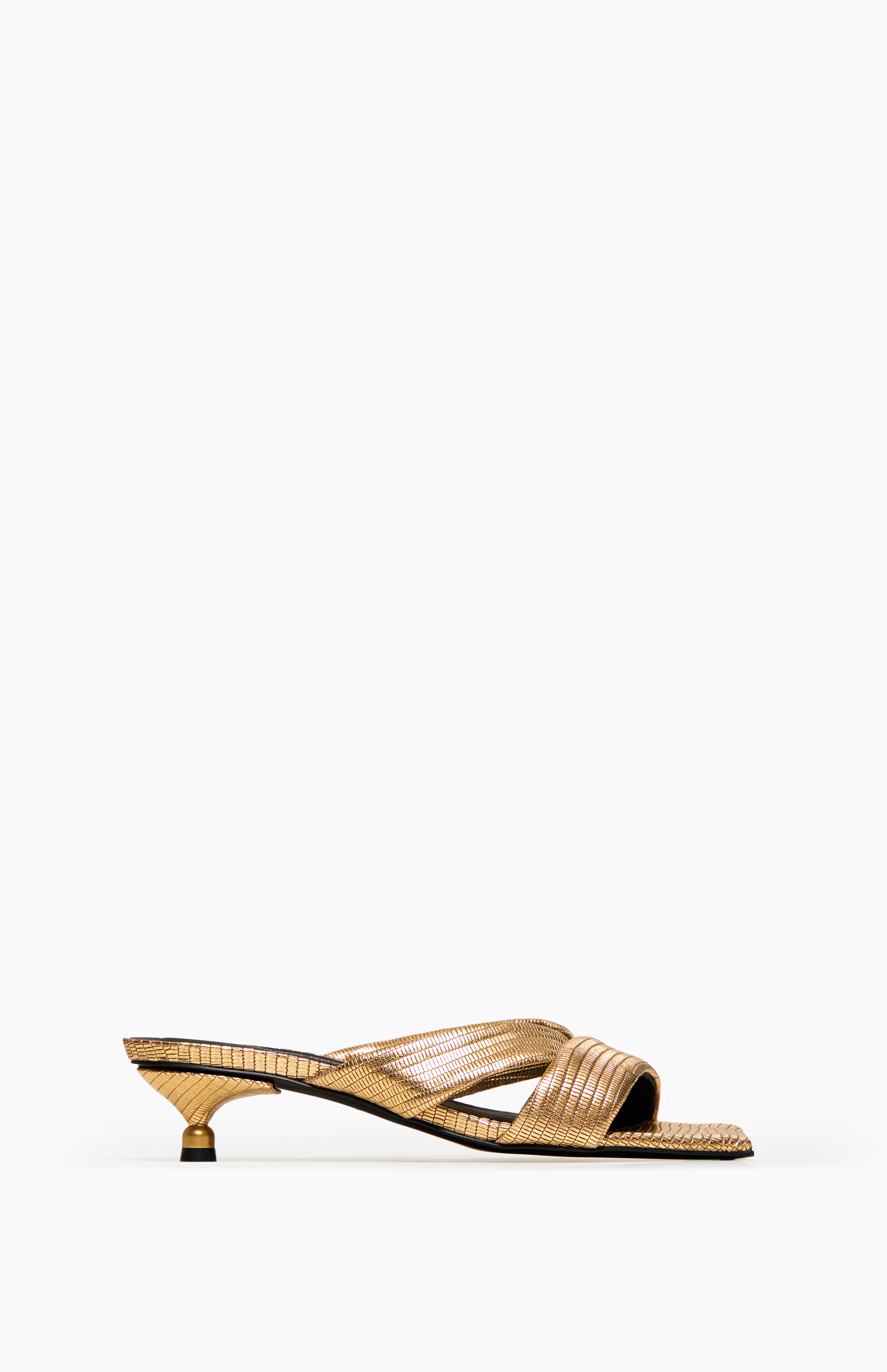 Klapki na obcasie MAYA DARK GOLD 36 - Vanda Novak