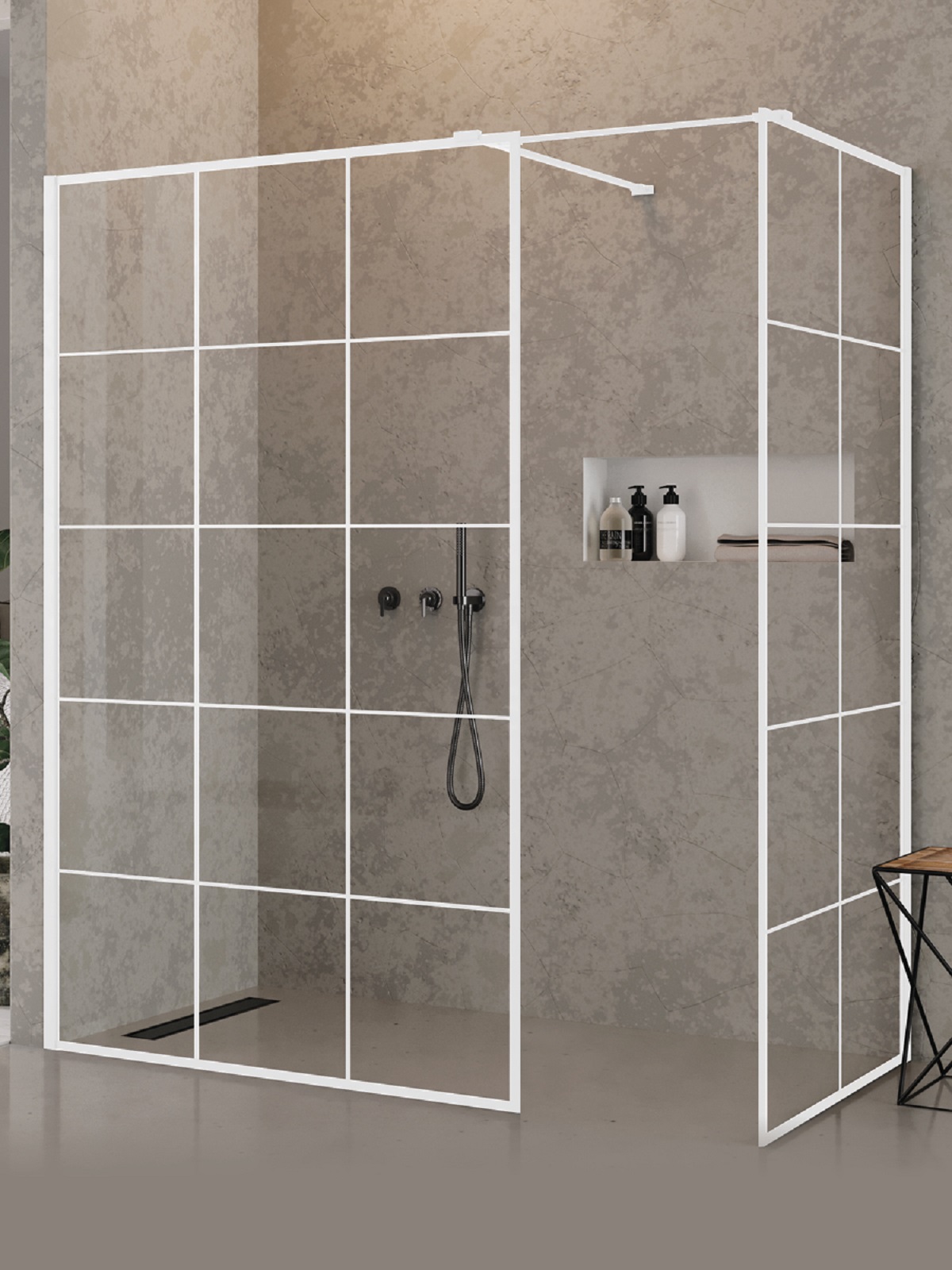 New Trendy New Modus White kabina prysznicowa walk-in 130x90 cm prostokątna biały mat/szkło ze wzorem EXK-2304