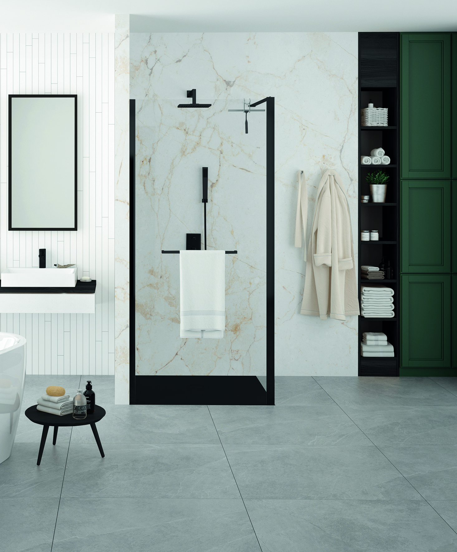 Sanplast Altus PI/ALTIIa Walk-In ścianka prysznicowa 80 cm czarny mat/szkło przezroczyste 600-121-2521-59-401