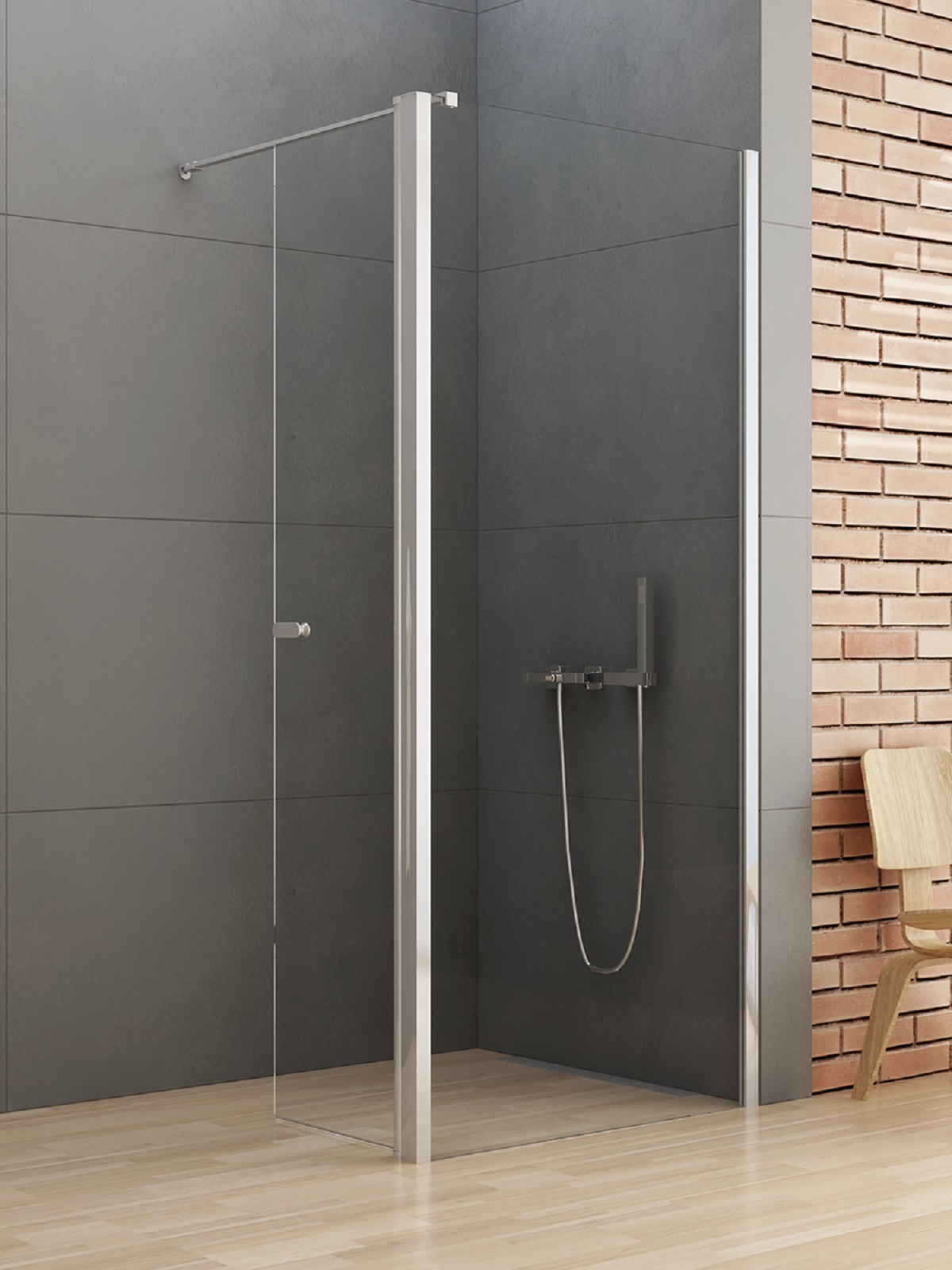 New Trendy New Soleo ścianka prysznicowa walk-in 90 cm chrom połysk/szkło przezroczyste K-0344