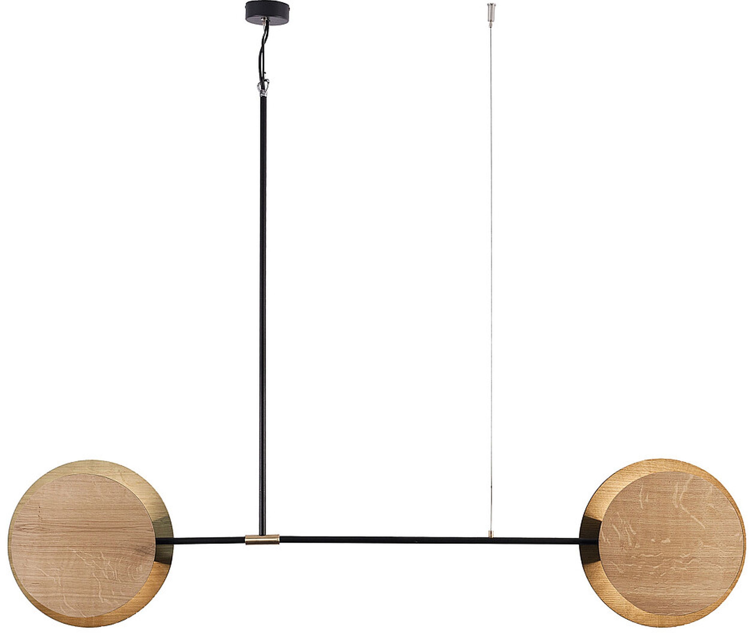 Nowodvorski Lighting Minimal lampa wisząca 2x25 W czarna-mosiądz-drewno 9375
