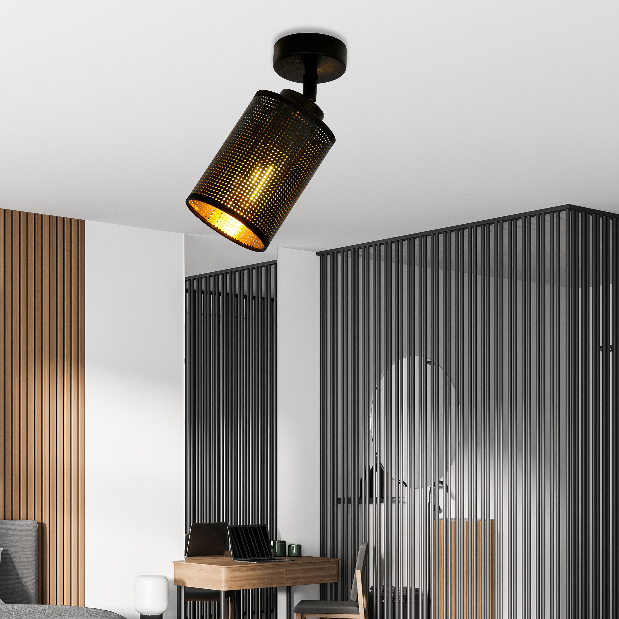 Emibig Bronx lampa podsufitowa 1x15 W czarna-złota 1152/1
