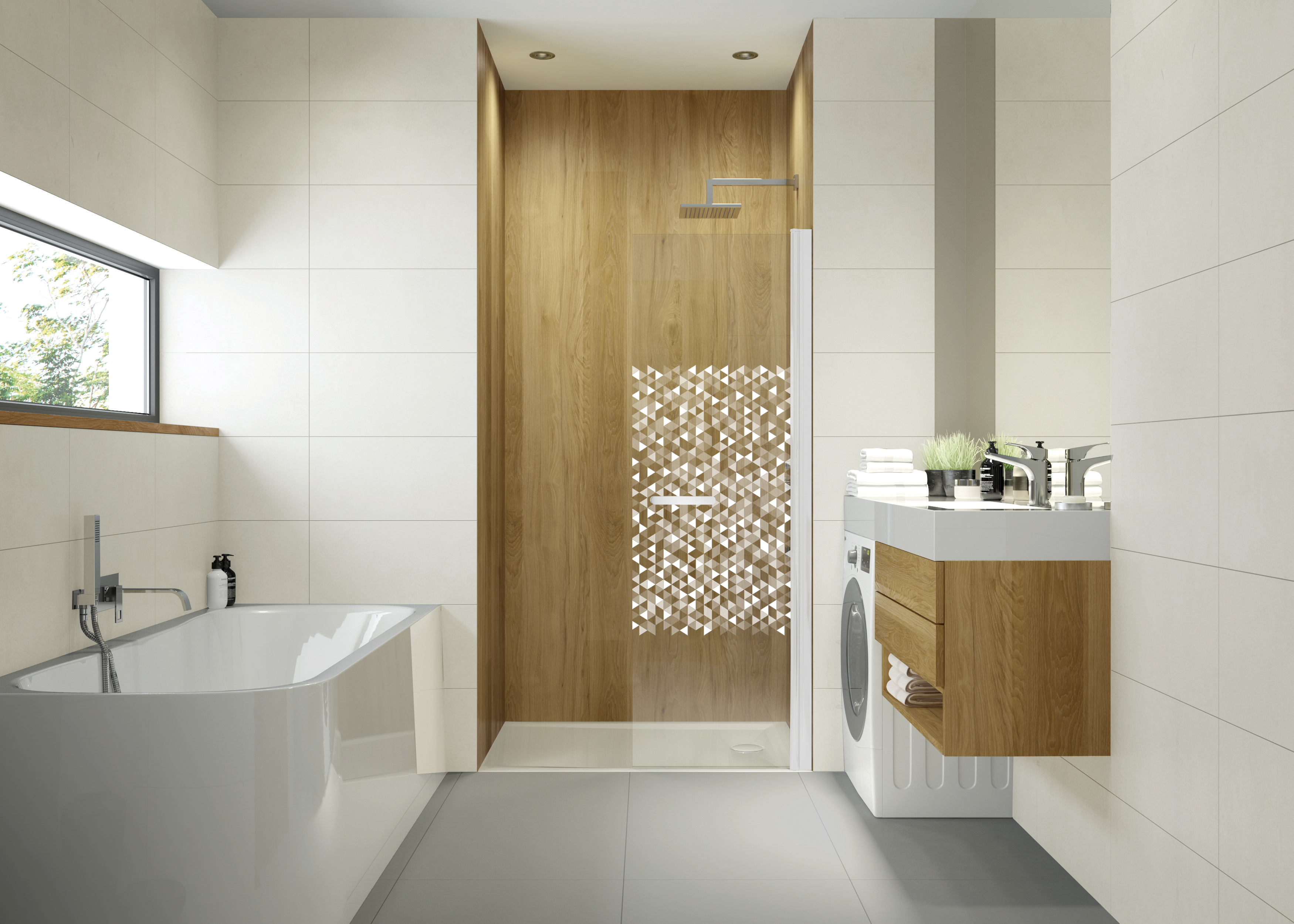 Sanplast Exa Line ścianka prysznicowa walk-in 90 cm biały mat/szkło ze wzorem 600-540-1630-24-151