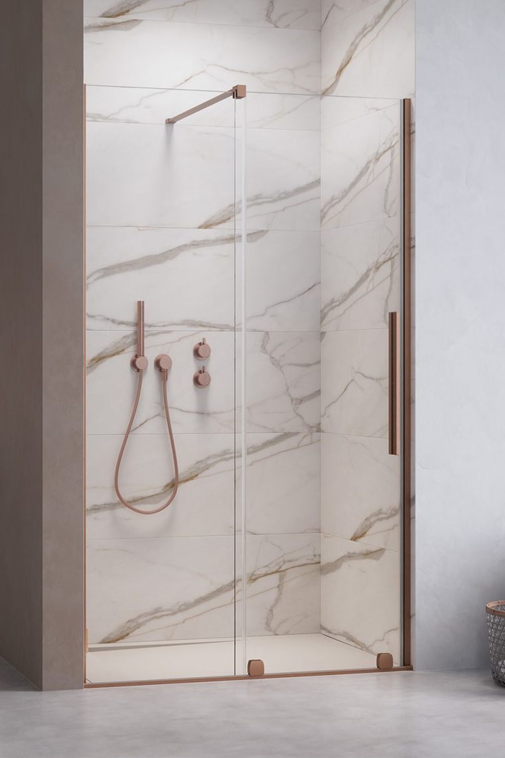 Radaway Furo Brushed Copper DWJ drzwi prysznicowe 120 cm lewe miedź szczotkowana/szkło przezroczyste 10107622-93-01L/10110580-01-01