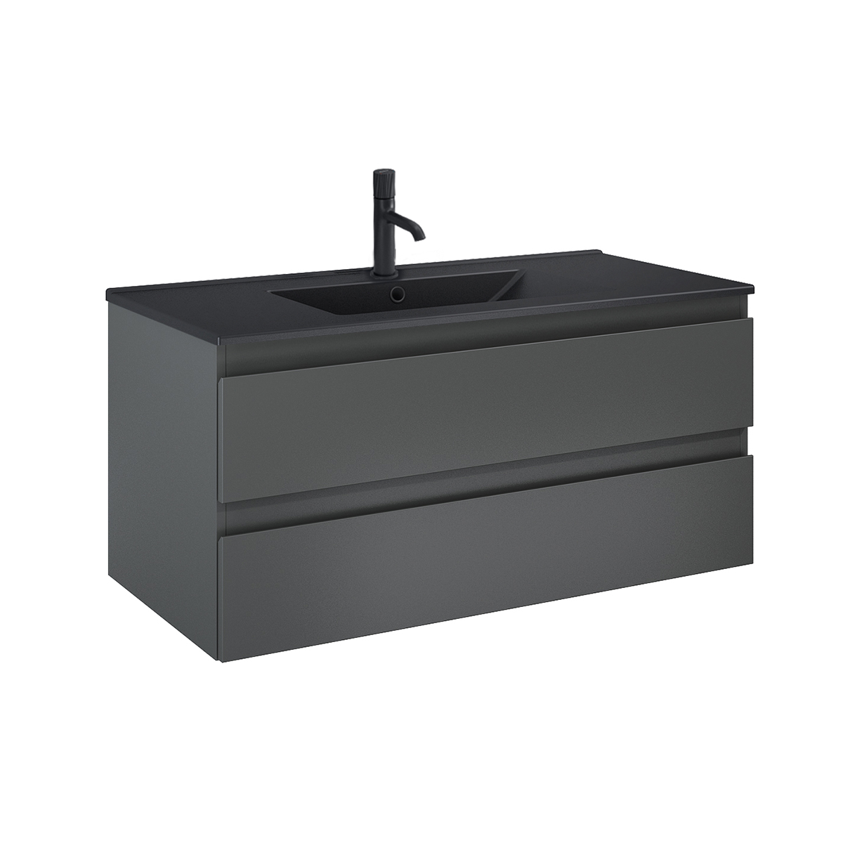 Oltens Vernal umywalka z szafką 100 cm czarny mat/grafit mat 68038400 - Wysyłka w 24h