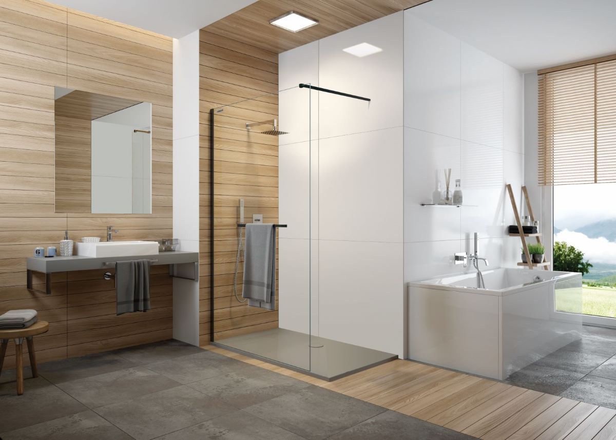 Sanplast Free Line II P/FREEII Walk-In ścianka prysznicowa 100 cm czarny mat/szkło przezroczyste 600-261-0440-59-401
