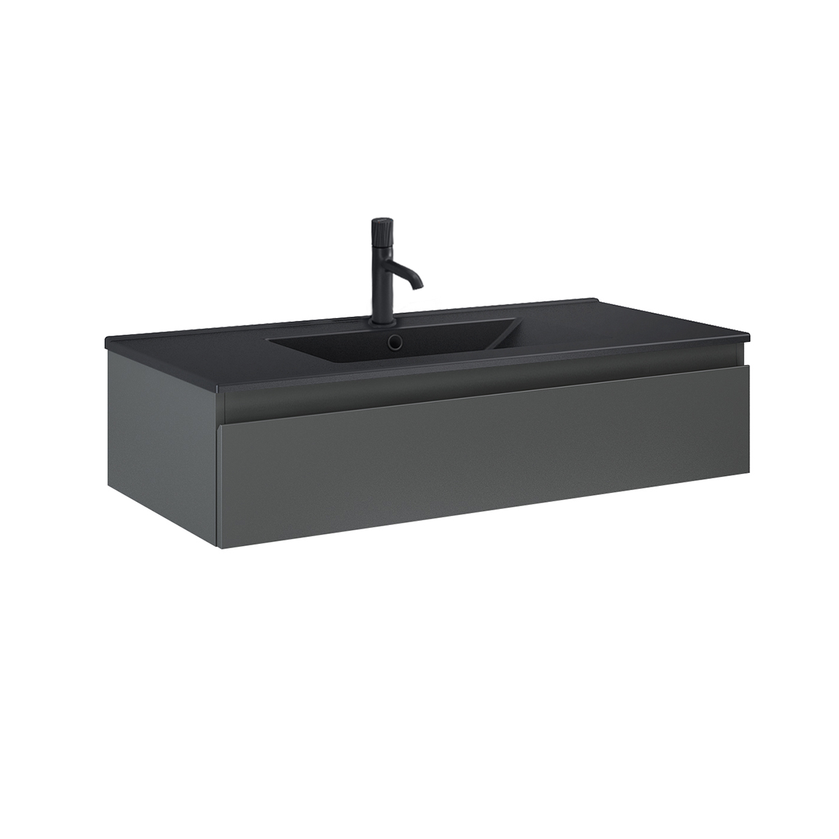 Oltens Vernal umywalka z szafką 100 cm czarny mat/grafit mat 68009400 - Wysyłka w 24h