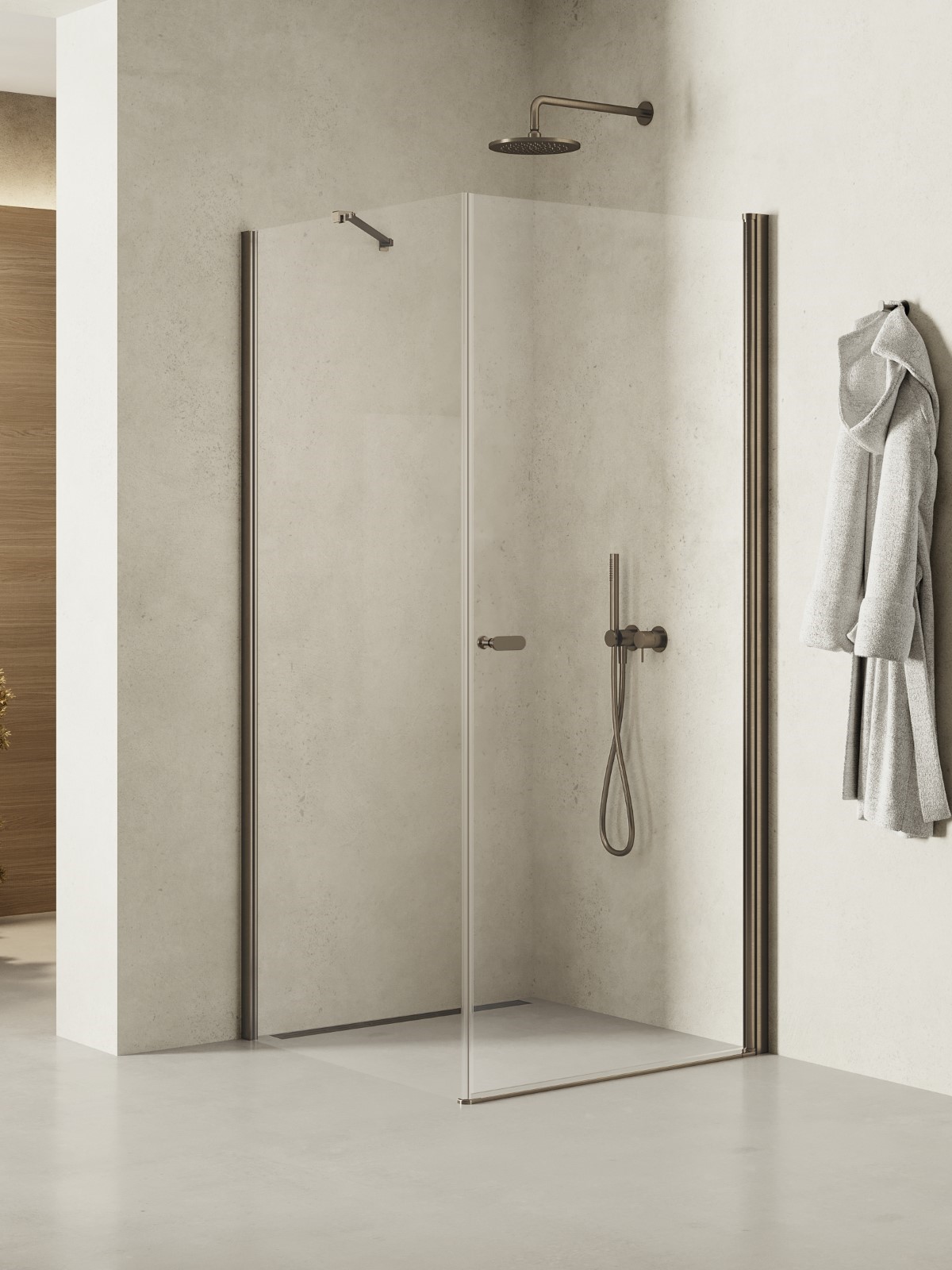 New Trendy New Soleo Gunmetal Brushed kabina prysznicowa 80x110 cm prostokątna grafitowy szczotkowany/szkło przezroczyste K-2135
