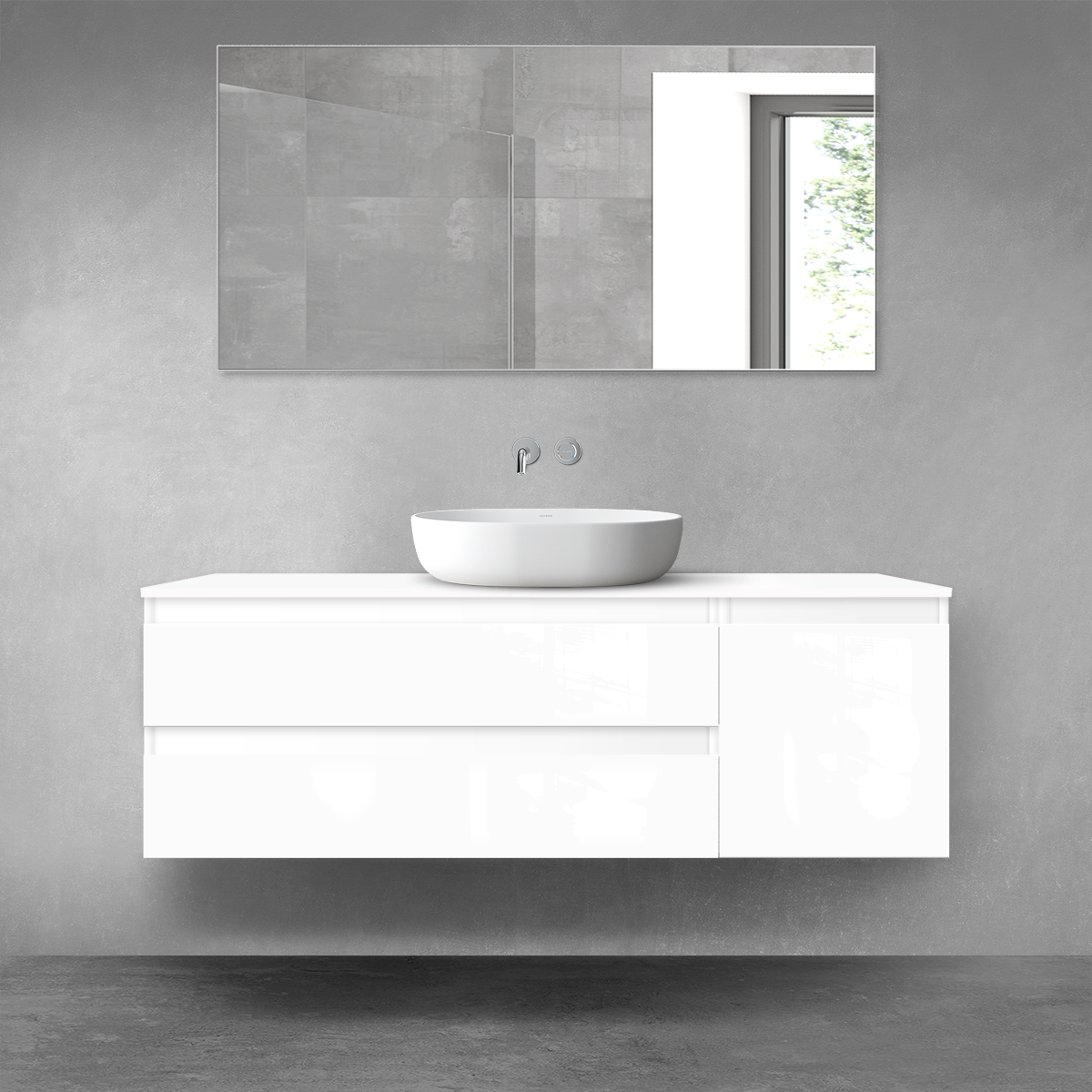 Oltens Vernal zestaw mebli łazienkowych 140 cm z blatem biały połysk 68262000 - Wysyłka w 24h