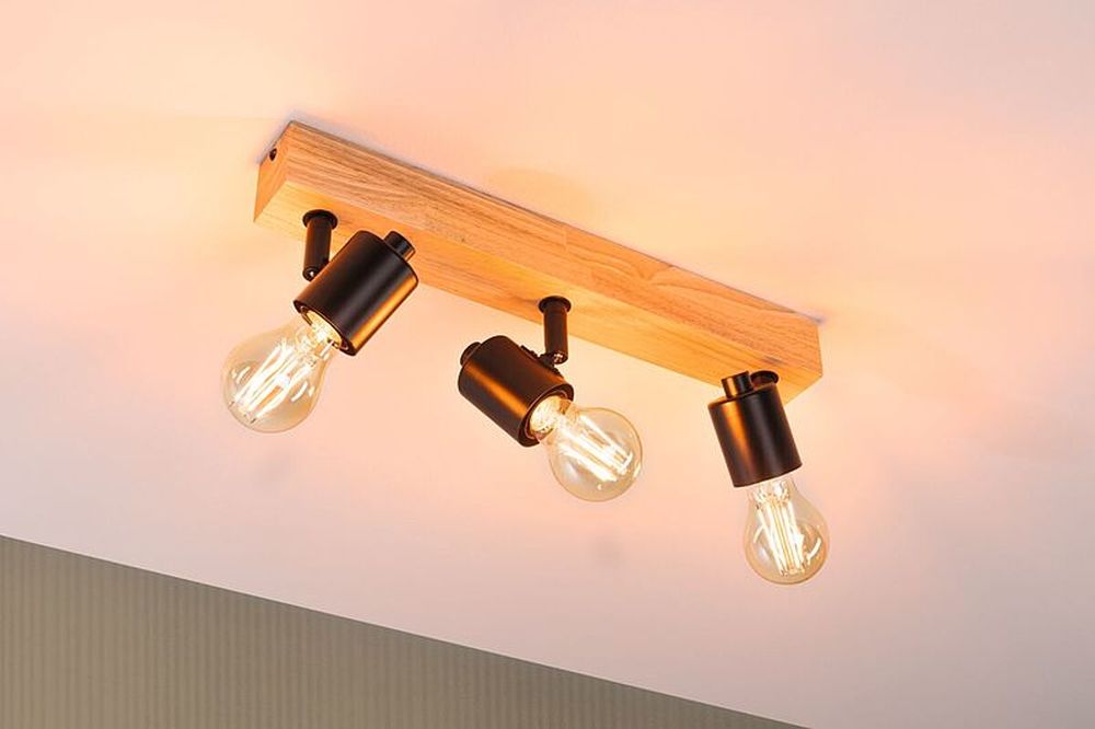Paulmann Arvid lampa podsufitowa 3x20W czarna/drewno 66772