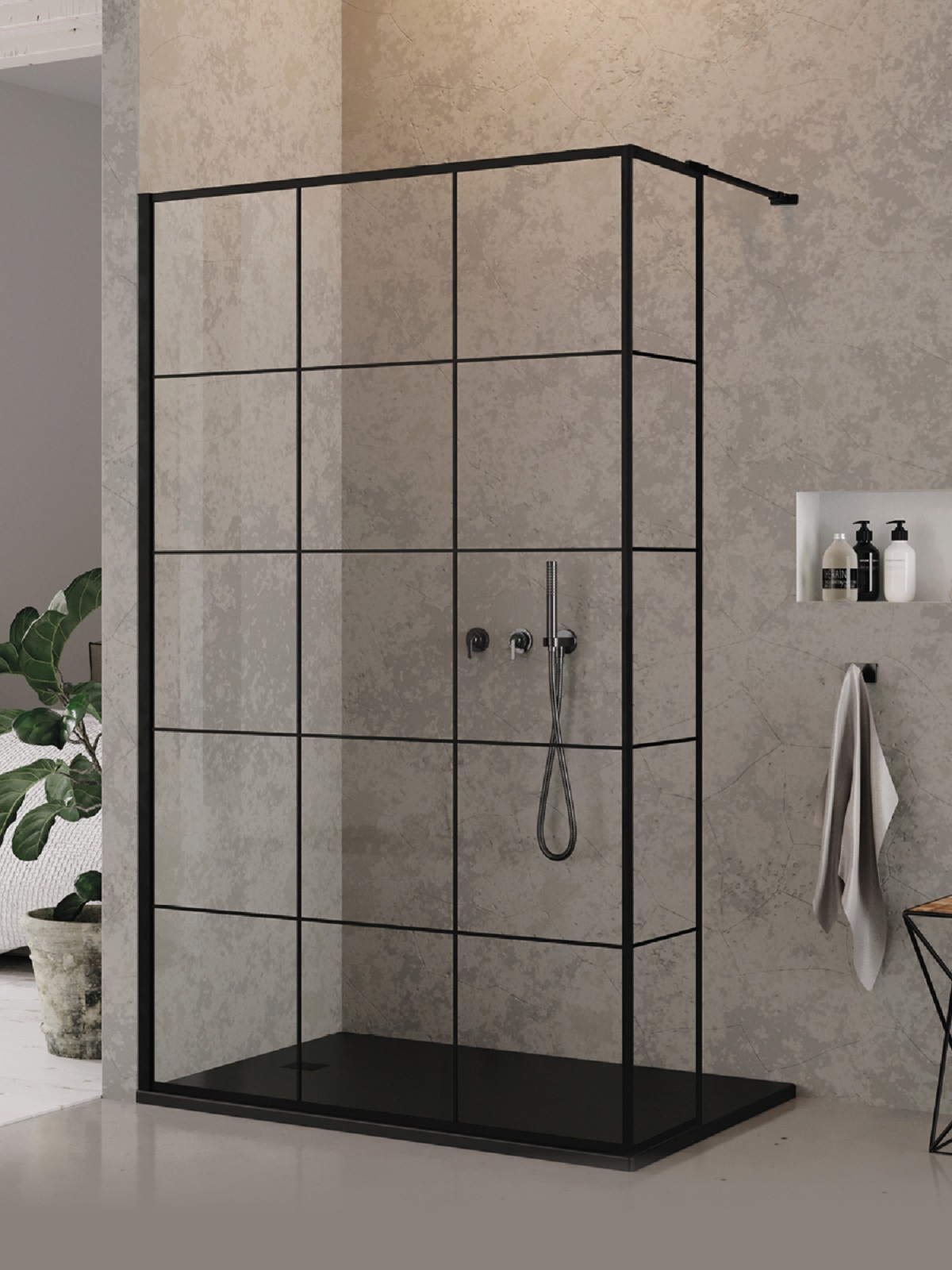 New Trendy New Modus Black ścianka prysznicowa walk-in 80 cm czarny mat/szkło przezroczyste EXK-5573