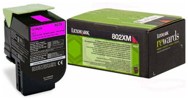 Wyprzedaż Oryginał Kaseta z tonerem Lexmark 802XM do CX-510 | zwrotny | 4 000 str. | magenta, opakowanie zastępcze, toner pełny w 90%