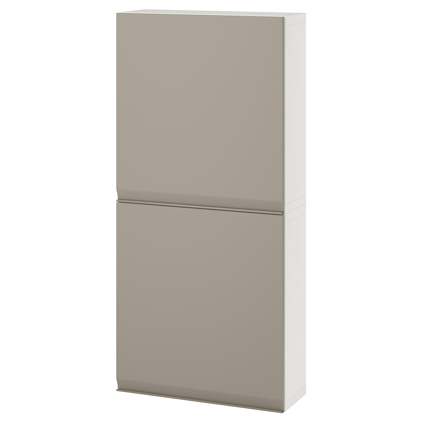 IKEA BESTÅ szafka śc/2 drzwi, biały/Hammarsmed beżowy, 60x22x128 cm