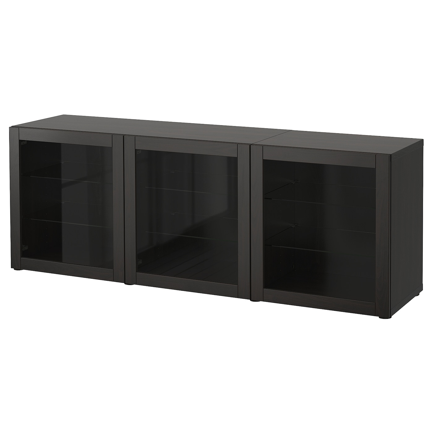 IKEA BESTÅ kombinacja z drzwiami, czarnybrąz/Sindvik czarnobrązowe szkło przezroczyste, 180x42x65 cm