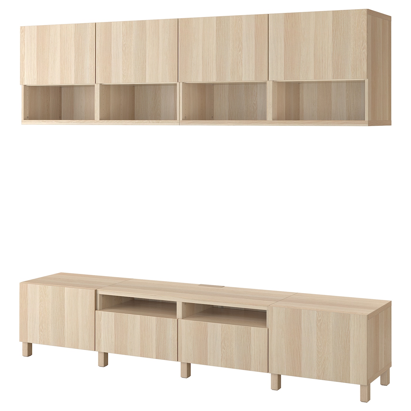 IKEA BESTÅ szafka pod TV, imitacja dębu bejcowanego na biało/Lappviken/Stubbarp imitacja dębu bejcowanego na biało, 240x42x230 cm