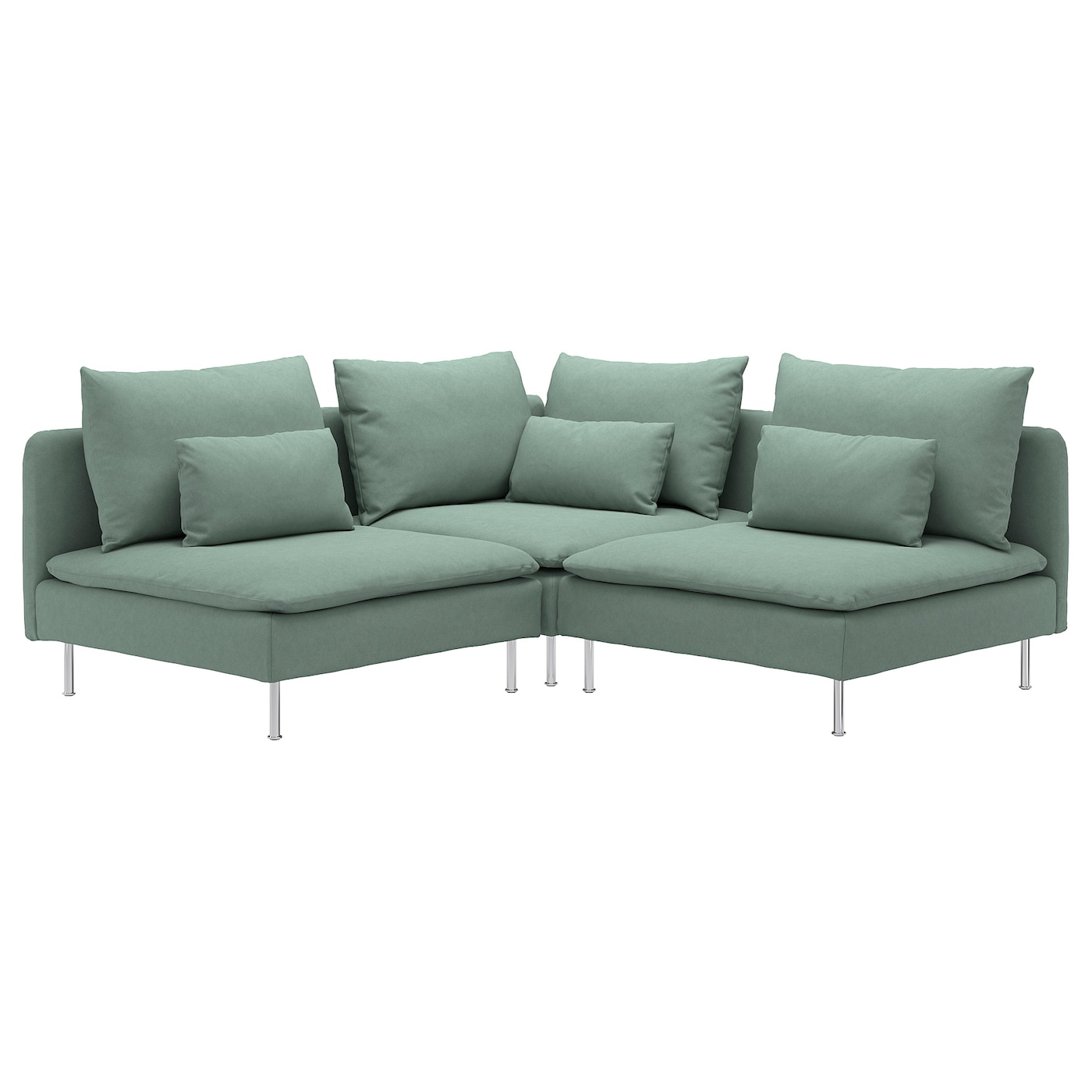IKEA SÖDERHAMN sofa narożna 3-osobowa, Tallmyra jasnozielony, Wysokość z poduchami oparcia: 83 cm