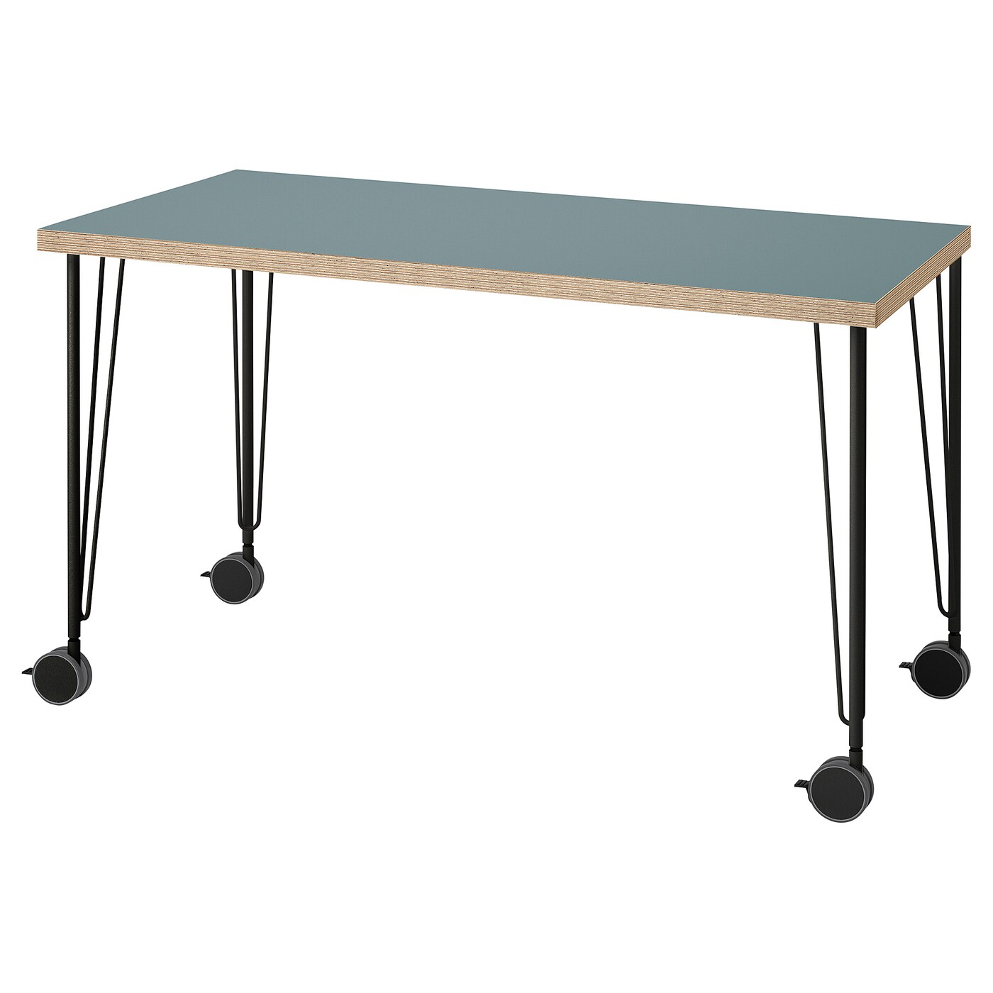 IKEA LAGKAPTEN / KRILLE biurko, szaroturkusowy/czarny, 120x60 cm