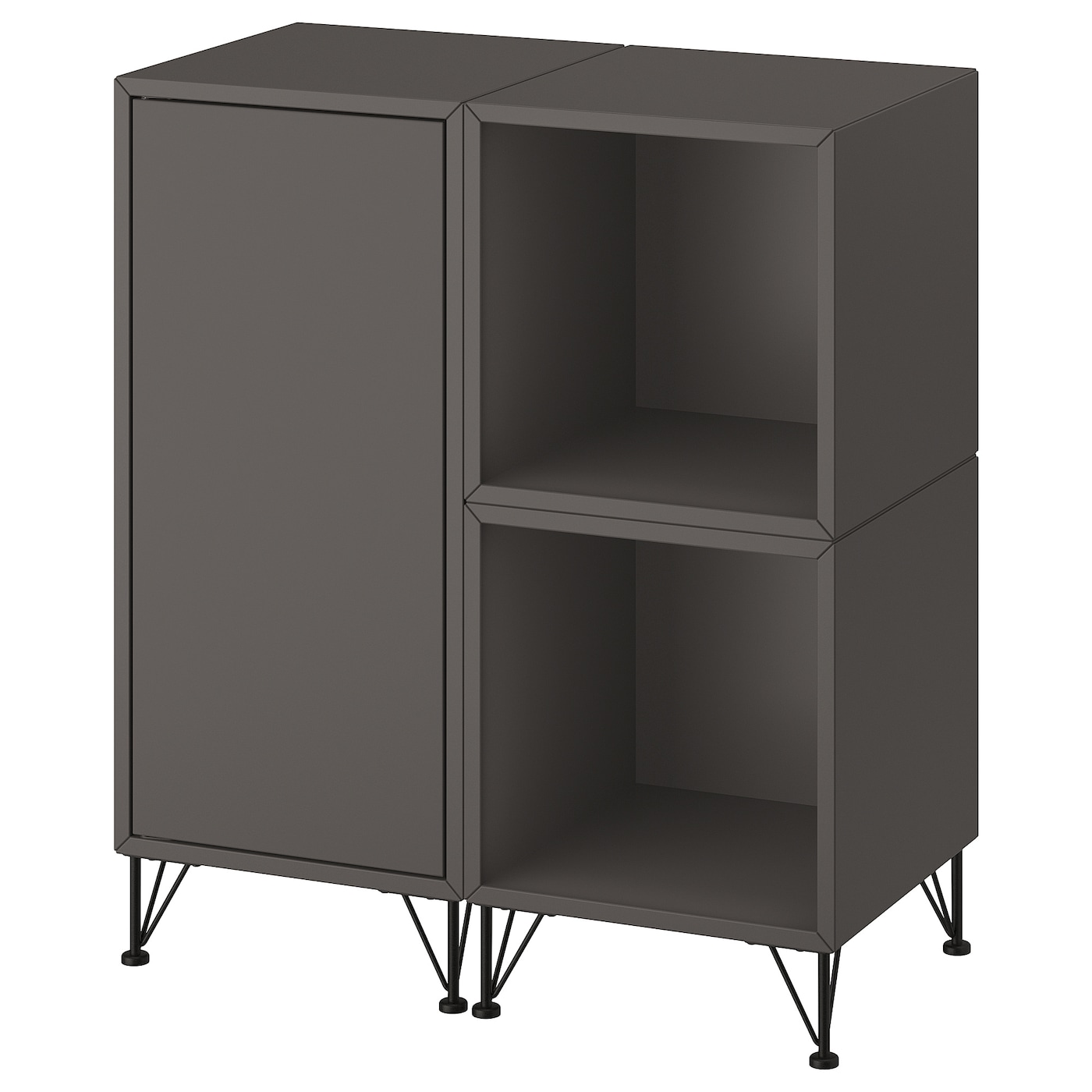 IKEA EKET kombinacja szafek z nóżkami, ciemnoszary/metal czarny, 70x35x80 cm