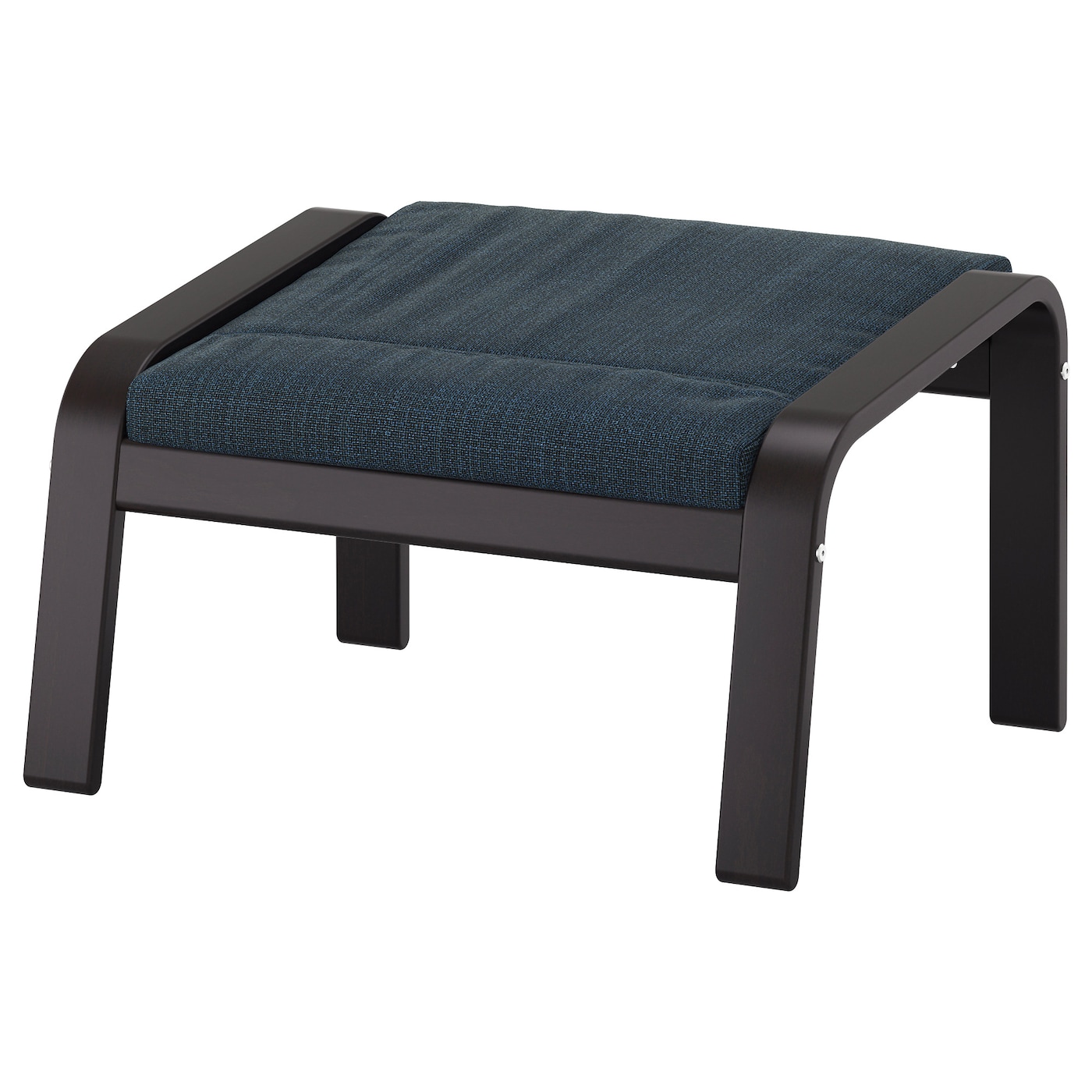 IKEA POÄNG podnóżek, czarnybrąz/Hillared granatowy, Szerokość: 68 cm