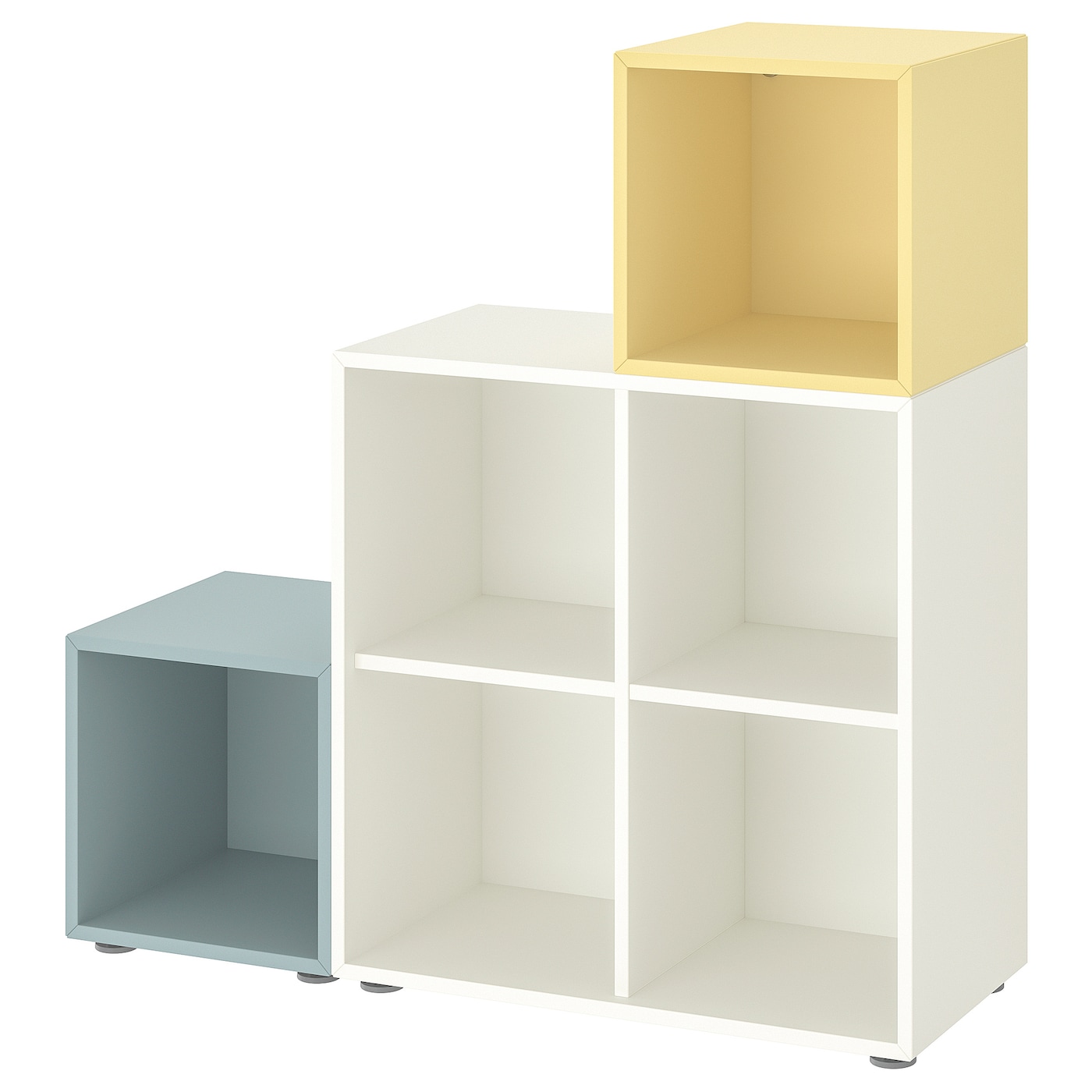 IKEA EKET kombinacja szafek ze stopkami, biały jasny szaroniebieski/bladożółty, 105x35x107 cm