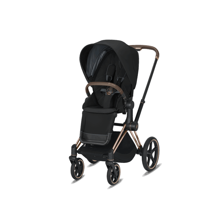 Cybex, Priam 2.0 - wózek spacerowy-Deep Black-Chrome z czarną rączką
