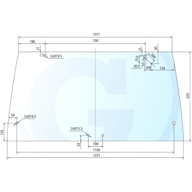 Szyba tylna CASE Maxxum 5120 5250 1330904C2