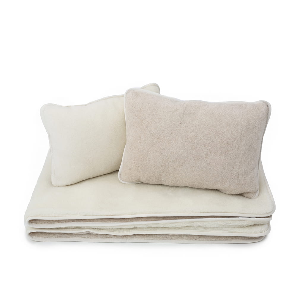 Pościel wełniana camel jasny/kaszmir gładki (kołdra 200x220, 2x poduszka 45x75) (+-5cm)