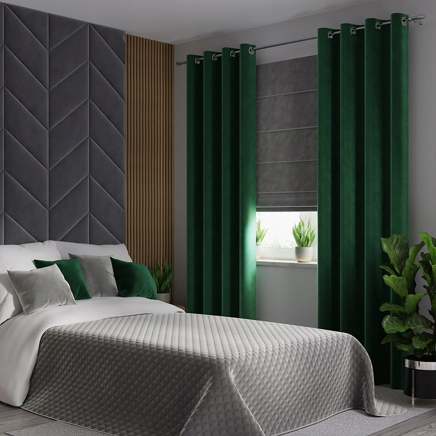 VELVI Zasłona gotowa na przelotkach 250x140 c.ziel - doskonała do salonu