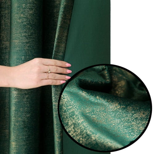 Zasłona velvet Eleonora na przelotkach 170x140 zielono-złota styl glamour