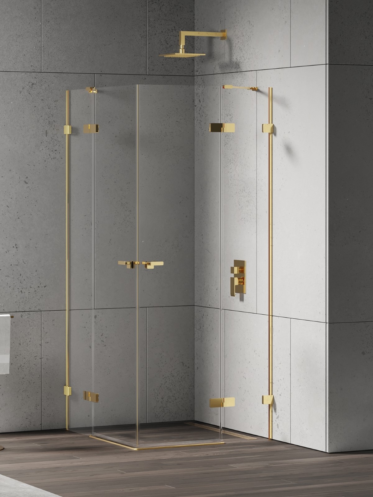 Darmowa Dostawa - Kabina prysznicowa 110x100 cm prostokątna złoty połysk/szkło przezroczyste New Trendy Eventa Gold Shine EXK4766
