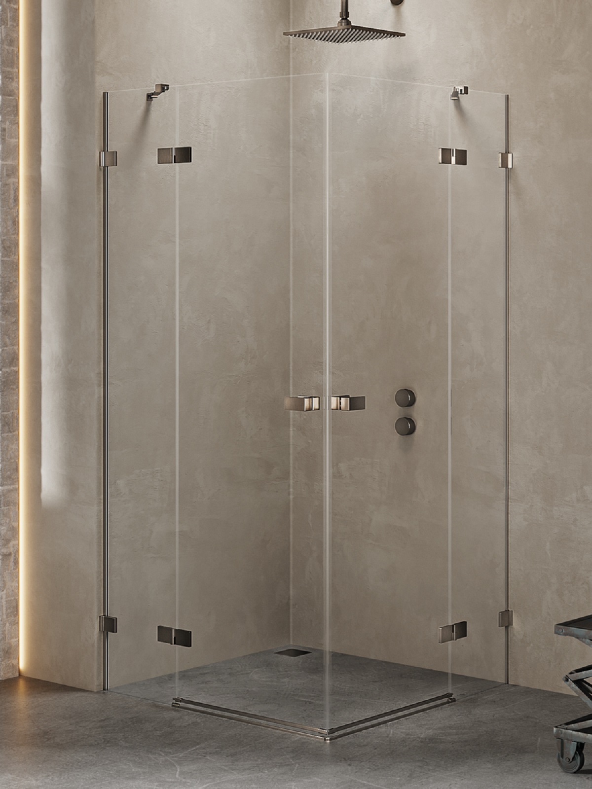 Darmowa Dostawa - Kabina prysznicowa 120x110 cm prostokątna szczotkowany/szkło przezroczyste New Trendy Avexa Gunmetal Brushed EXK3397
