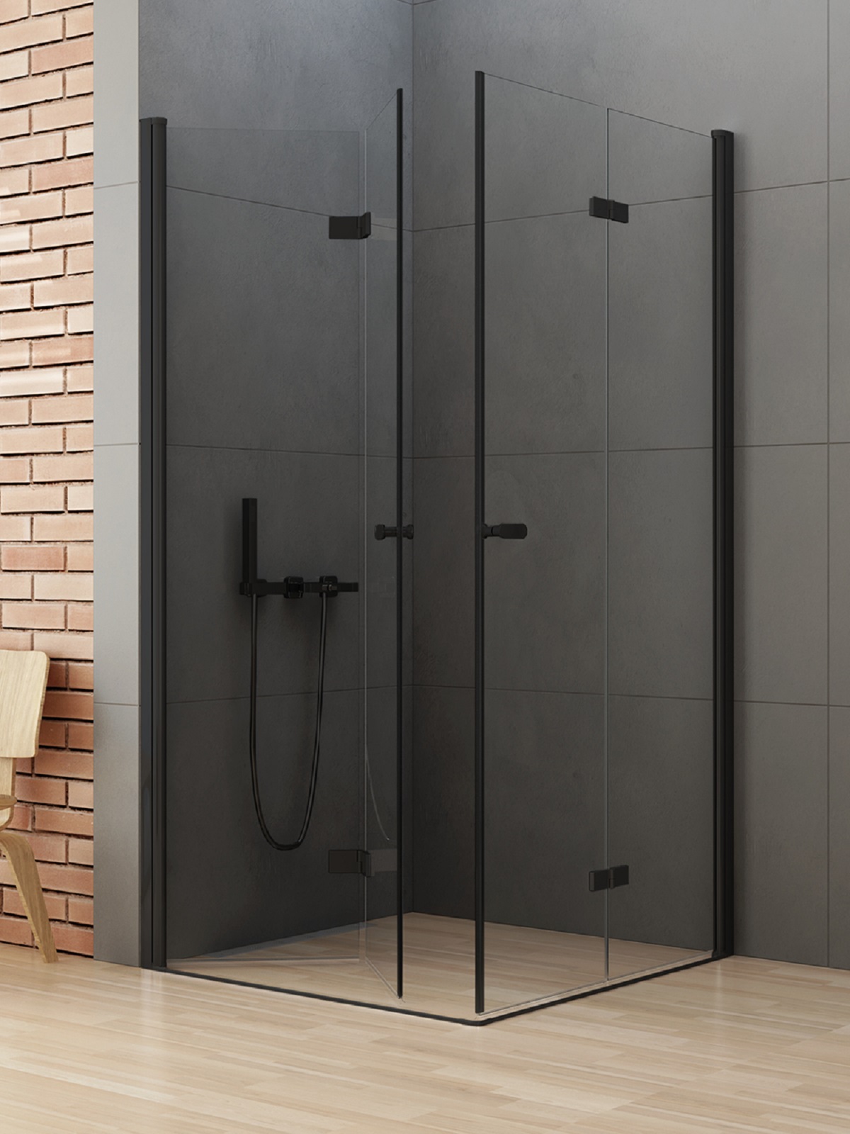 Darmowa Dostawa - Kabina prysznicowa 90x70 cm prostokątna czarny mat/szkło przezroczyste New Trendy New Soleo Black D0235A/D0237A