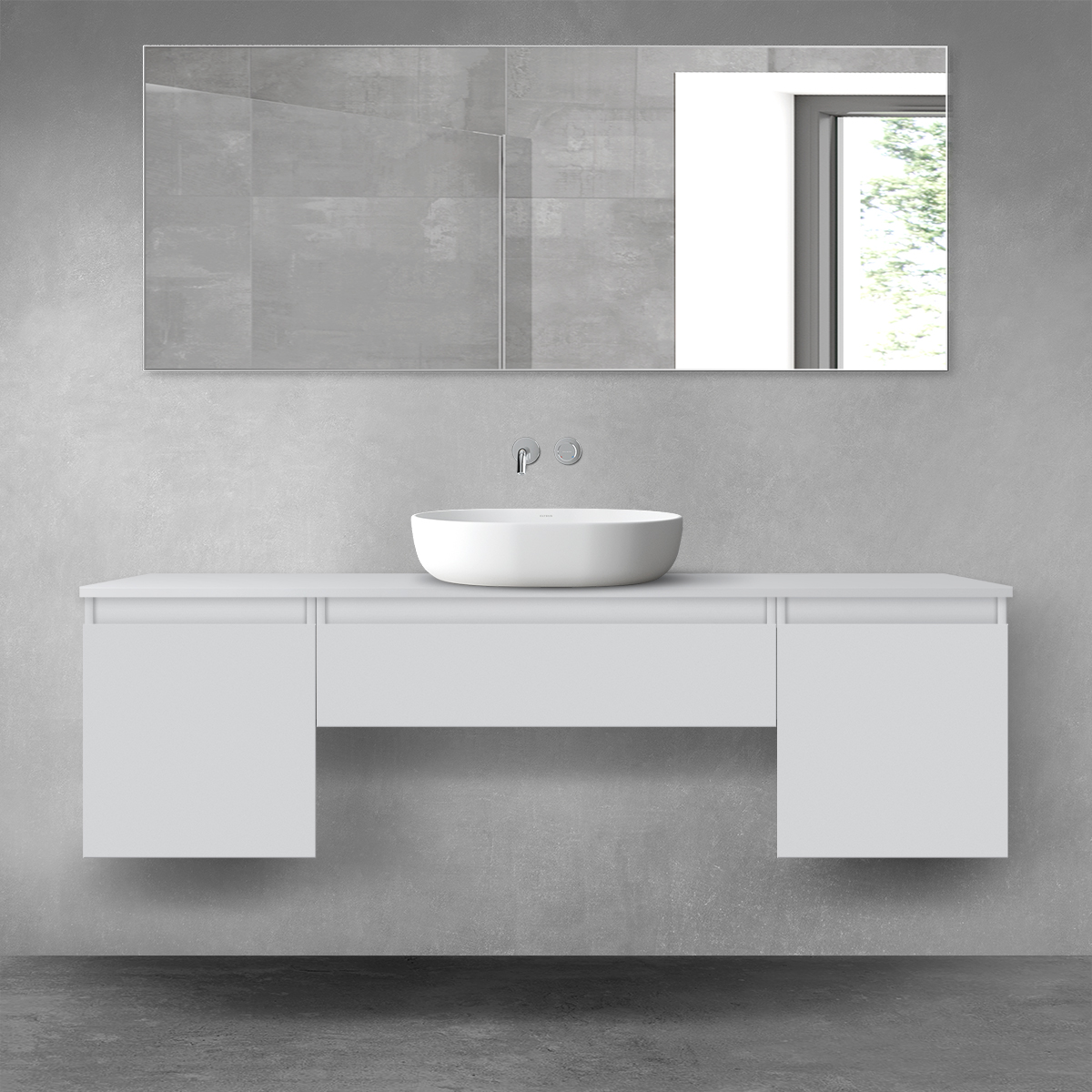 Darmowa Dostawa - Zestaw mebli łazienkowych 160x46.4x48.6 cm podumywalkowa wisząca szara Oltens Vernal 68387700