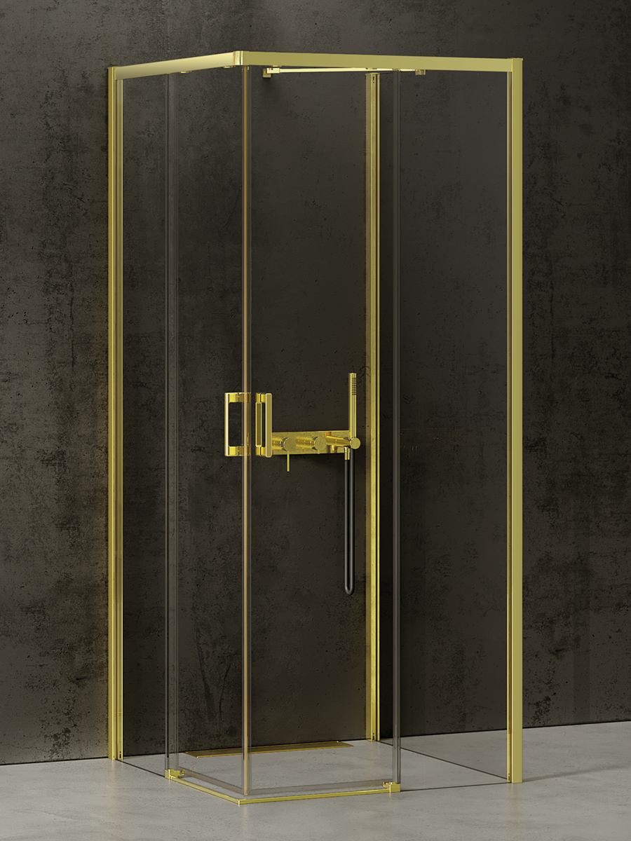 Darmowa Dostawa - Kabina prysznicowa prostokątna 90x80 cm New Trendy Prime Light Gold K1186