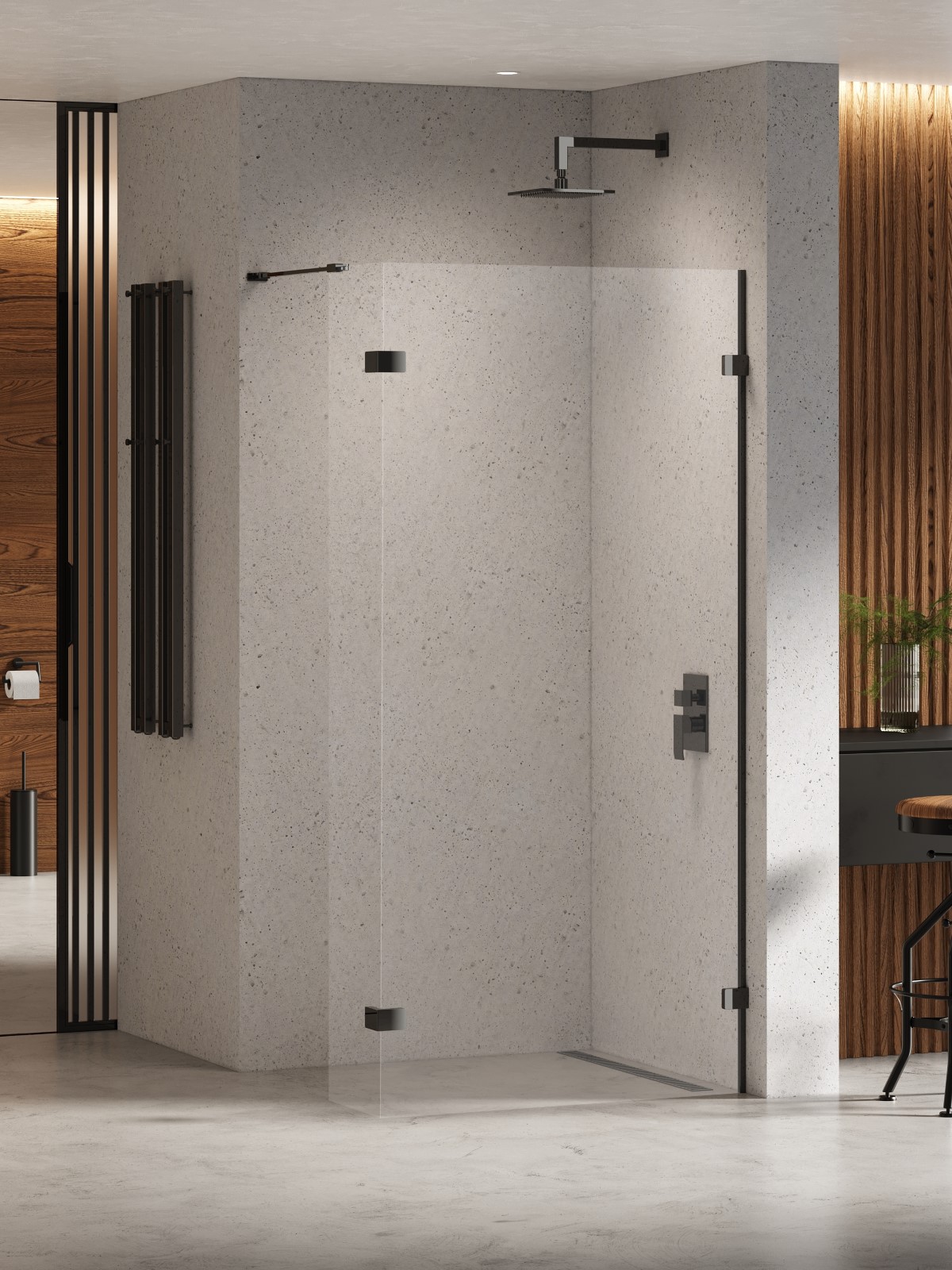Darmowa Dostawa - Ścianka prysznicowa walk-in 23 cm czarny połysk/szkło przezroczyste New Trendy Eventa Black Chrome EXK6317