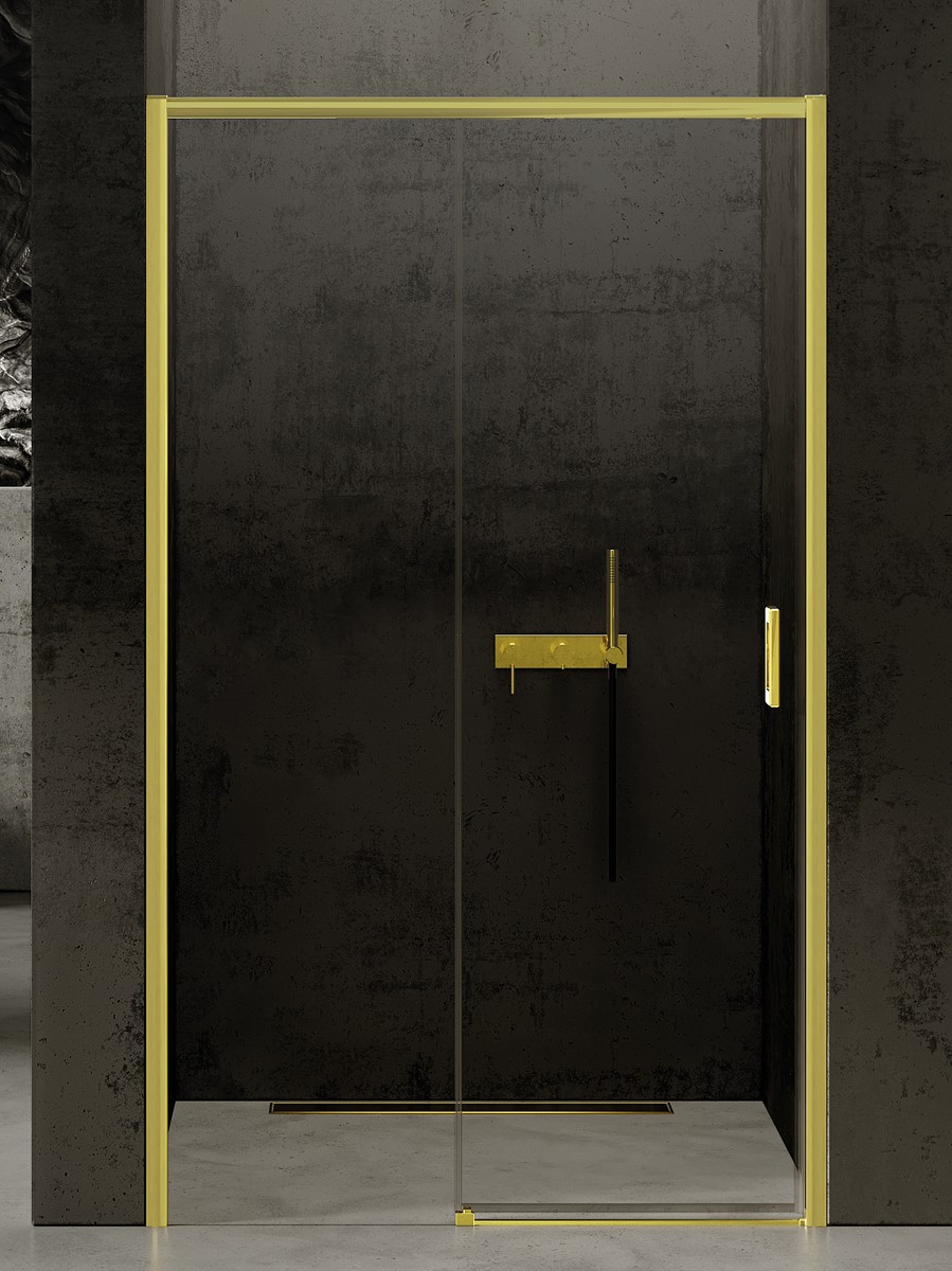 Darmowa Dostawa - Drzwi prysznicowe 140 cm rozsuwane New Trendy Prime Light Gold D0428A