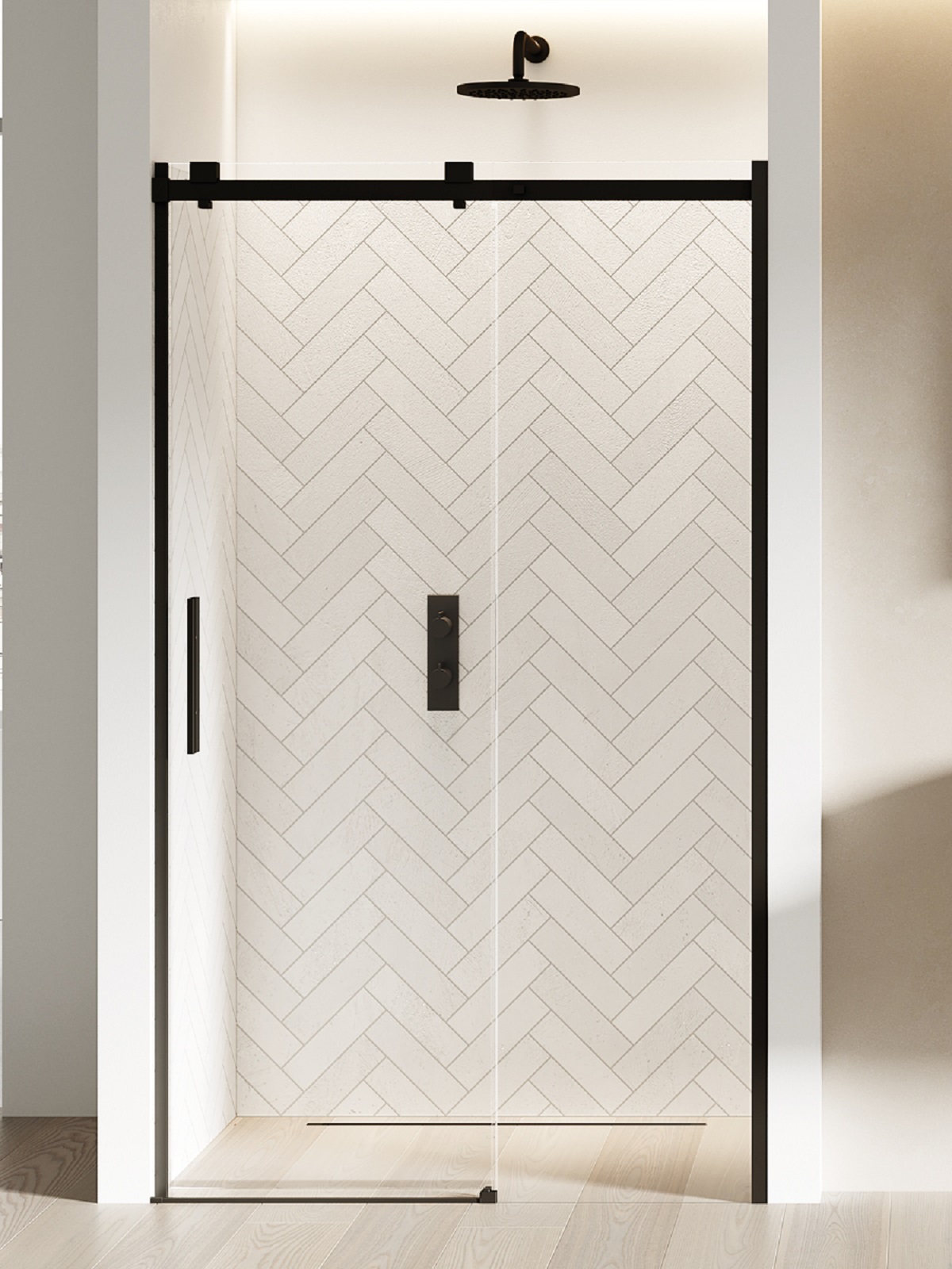 Darmowa Dostawa - Drzwi prysznicowe 130 cm rozsuwane czarny mat/szkło przezroczyste New Trendy Softi Black EXK3953