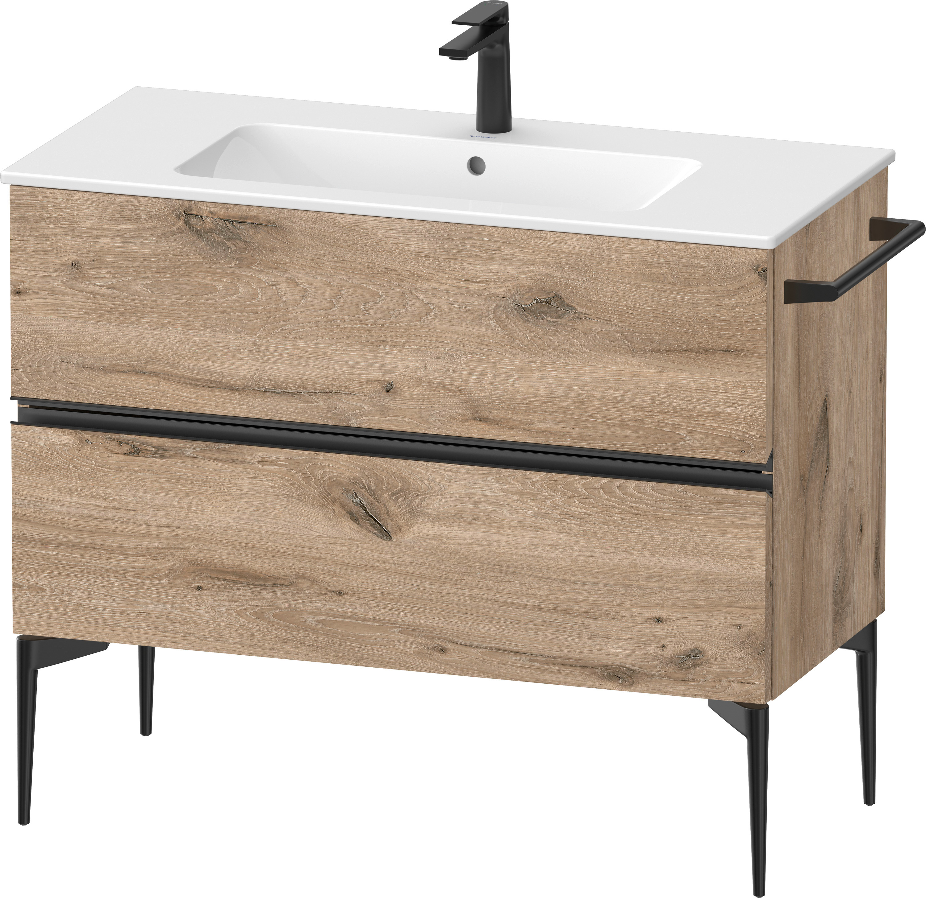 Darmowa Dostawa - Szafka 101x47.7x59.1 cm podumywalkowa wisząca czarna-dąb Duravit Sivida SV46450BD550000