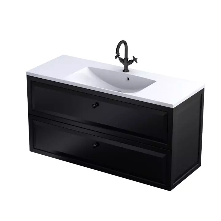 Darmowa Dostawa - Szafka 120x45.9x60.3 cm podumywalkowa wisząca czarna Oristo Montebianco OR47SD2S1208