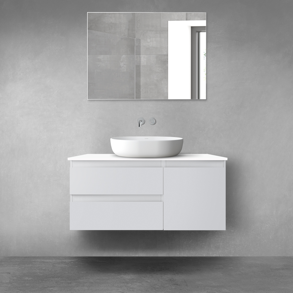 Darmowa Dostawa - Zestaw mebli łazienkowych 100x46.4x48.6 cm podumywalkowa wisząca biała Oltens Vernal 68207700