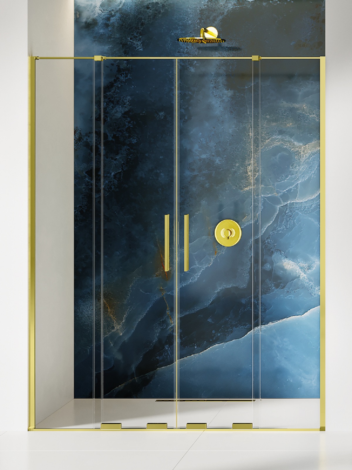 Darmowa Dostawa - Drzwi prysznicowe 170 cm rozsuwane złoty połysk/szkło przezroczyste New Trendy Smart Light Gold EXK4226
