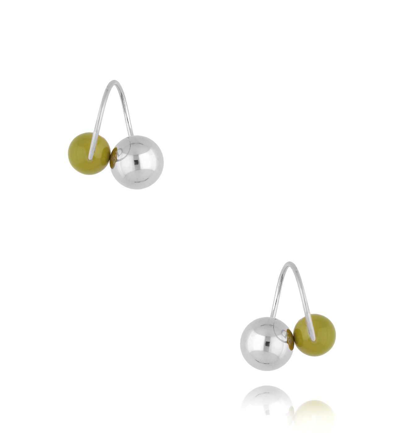Kolczyki srebrne z kulkami i zieloną emalią Enamel Balls - By Dziubeka