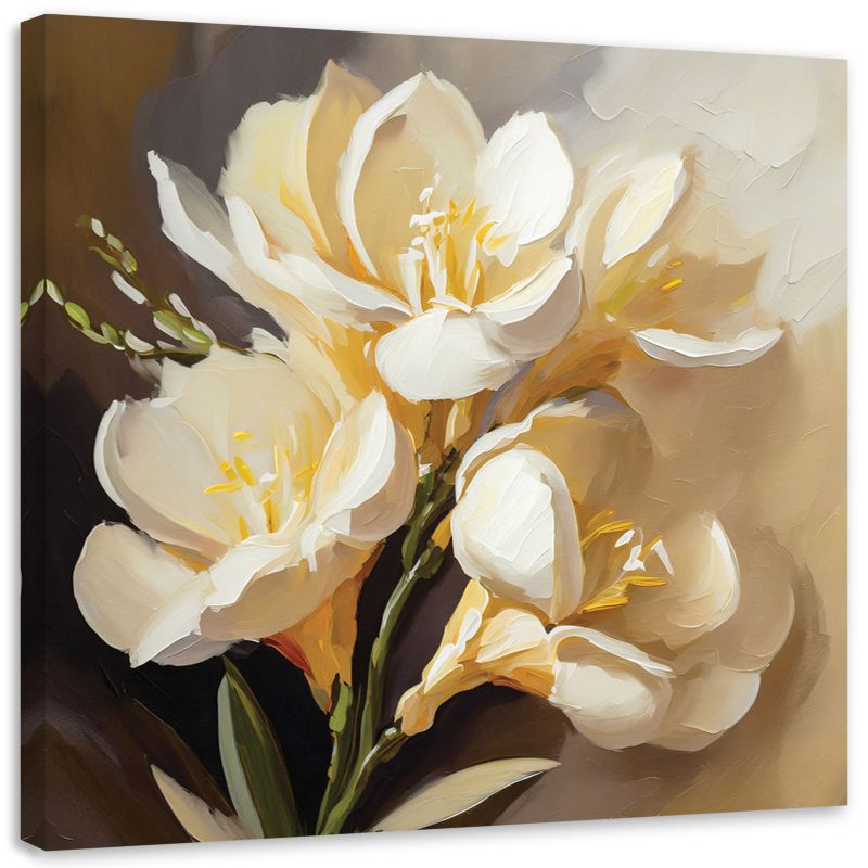 Obraz do salonu sypialni Feeby Kremowe Kwiaty Piwonie Malowane 50x50 cm 1szt
