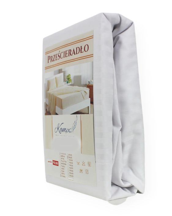 Prześcieradło gumka hotelowe Kam-Pol bawełna premium 160x260 białe 1 szt.
