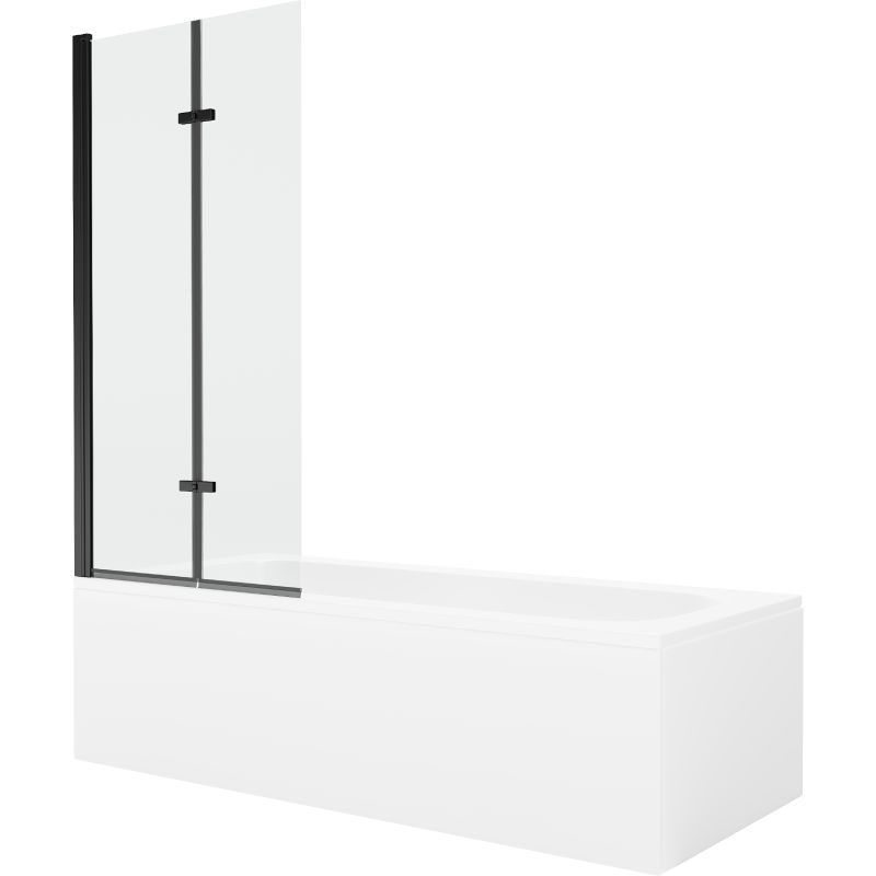 Wanna prostokątna Mexen Vega 170 x 70 cm z obudową i parawanem 2-skrzydłowym 80 cm transparent czarny 550117070X9208027000 1 szt.