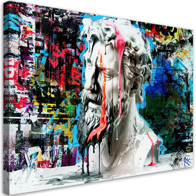 Obraz do salonu sypialni Feeby Rzeźba Posejdona Graffiti 90x60 cm 1szt