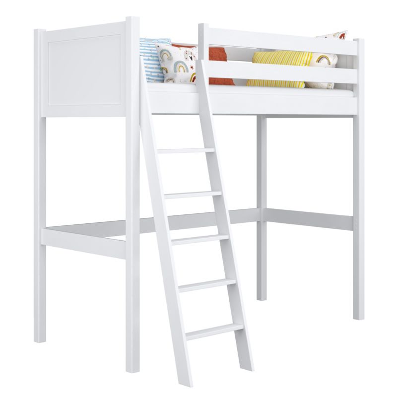 Drewniane łóżko na antresoli N-WOOD N04 100x200 biały 1 szt.