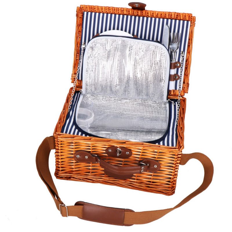 Kosz termiczny piknikowy Springos dla 2 osób, z wyposażeniem 37x27x20 cm wiklinowy, brązowy 1 szt.