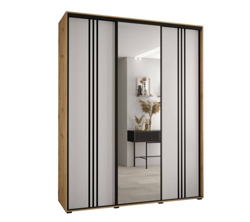Szafa przesuwna Abiks DAVOS 7 wysoka szer.200cm gł.45cm artisan/biały/czarny 1szt.