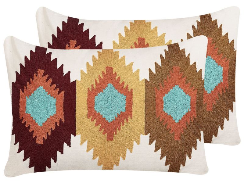 Zestaw 2 poduszek Wzór geometryczny Danapur Boucle 40 x 60 cm Kolorowy 1 par.